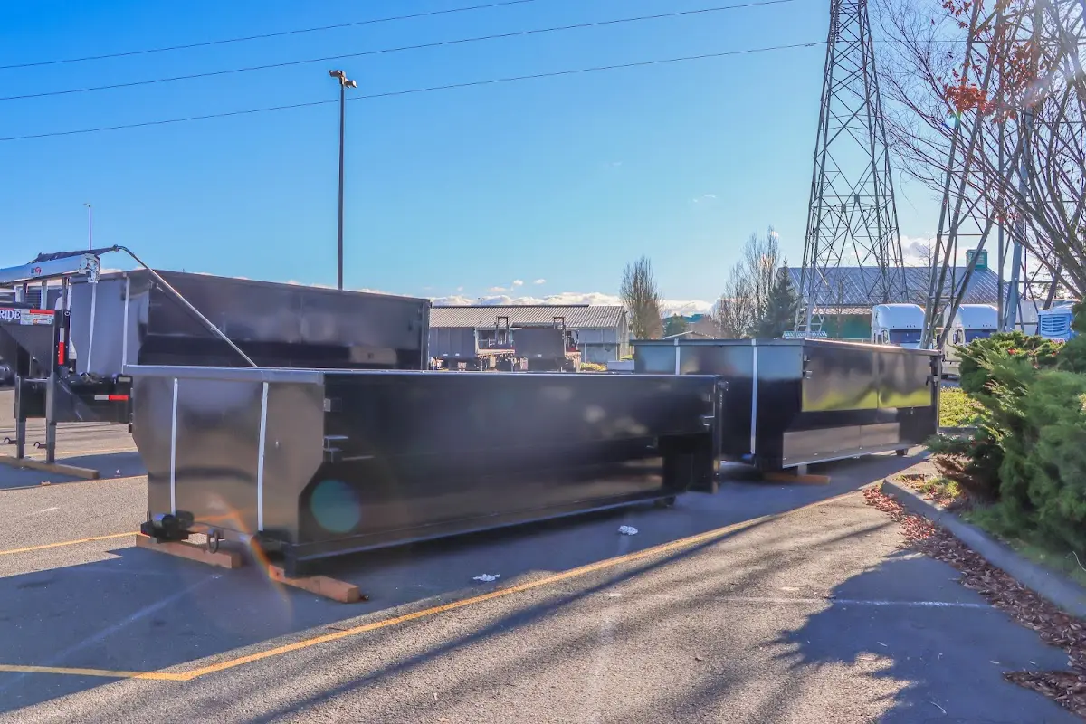 Roll-off dumpster ready for waste disposal at job site for Roll Off Dumpster Rental in Hopkins